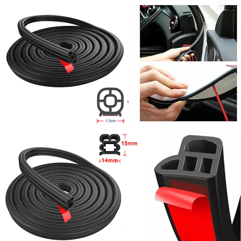 

5/25M Car Door Seal Strip Rubber Double Layer Sealing Protector Soundproof Waterproof Weather Strips for Car Door Hood Trunk