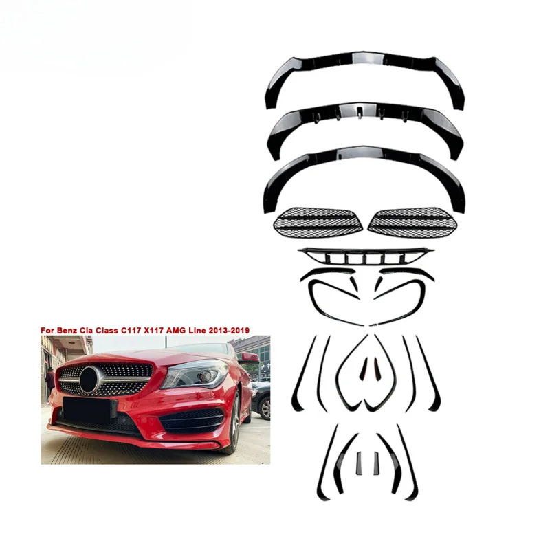 

Suitable for AMP-Z for Benz CLA Class C117 X117 AMG Line 2013-2019 Lip Front Bumper Fins Spoiler Canards