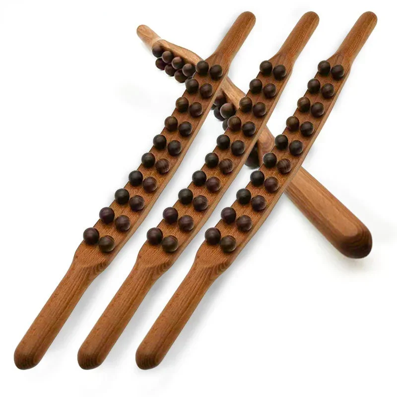 

1Pc 20 Bead Needle Roller Universal Back Needle Massage Tendon Beech Wood Scraper Stick Point Therapy Guasha Therapy Tool