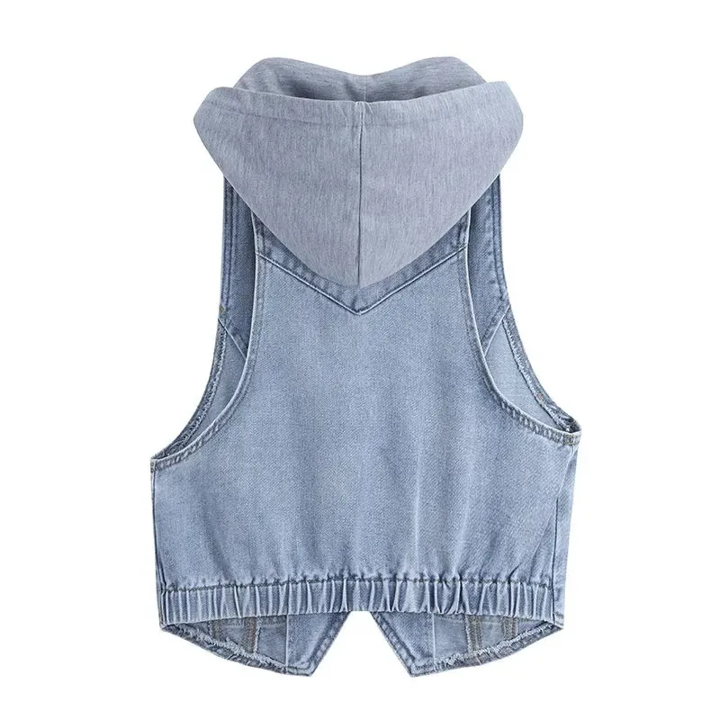 New Women's Denim Vest Coat Summer Korean Version Short Sleeveless Ladies Cowboy Waistcoat Loose Elegant Female Horse Clip Tops