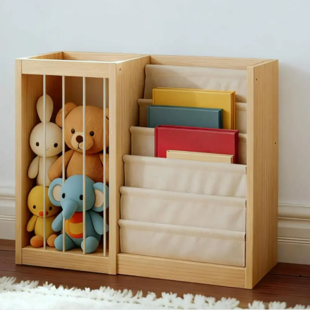 

Kids Toy Storage Organizer and Toddler Bookshelf - 2-in-1 Animal Storage for Kids Room, Nursery, Bedroom, Playroom