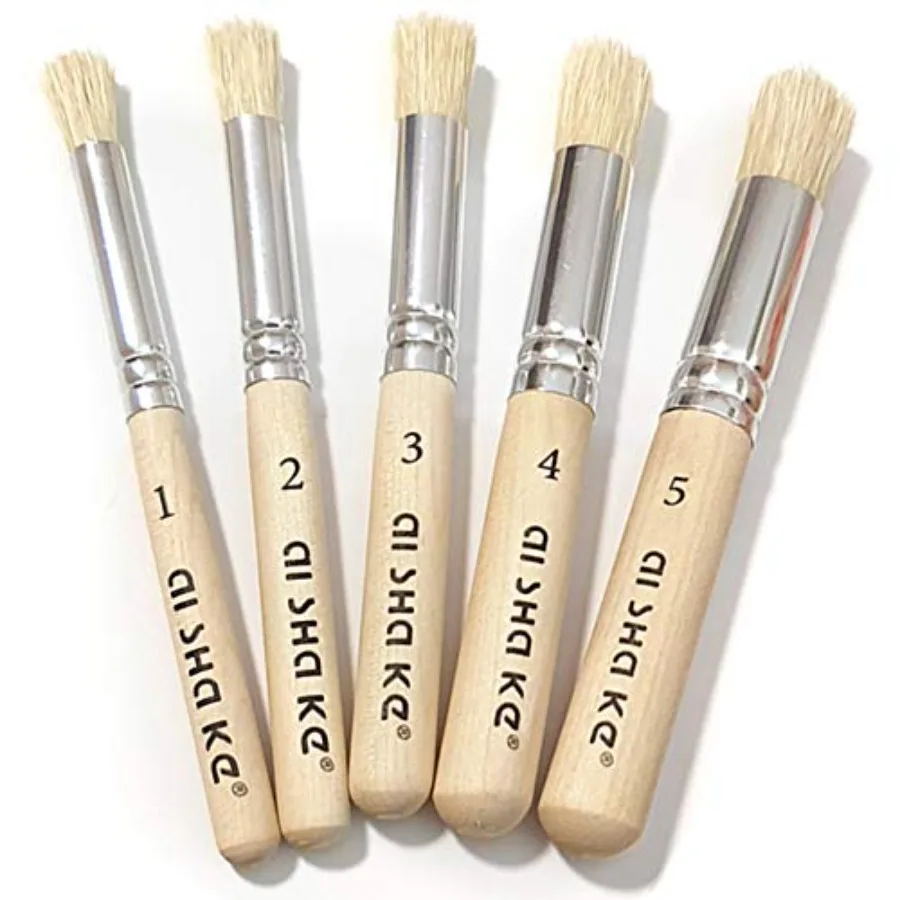 

Stencil Brushes Set, 5 Pcs Natural Bristle Wooden Handle Template Brushes for Wood Wall Model House Painting, Stencil Projects,