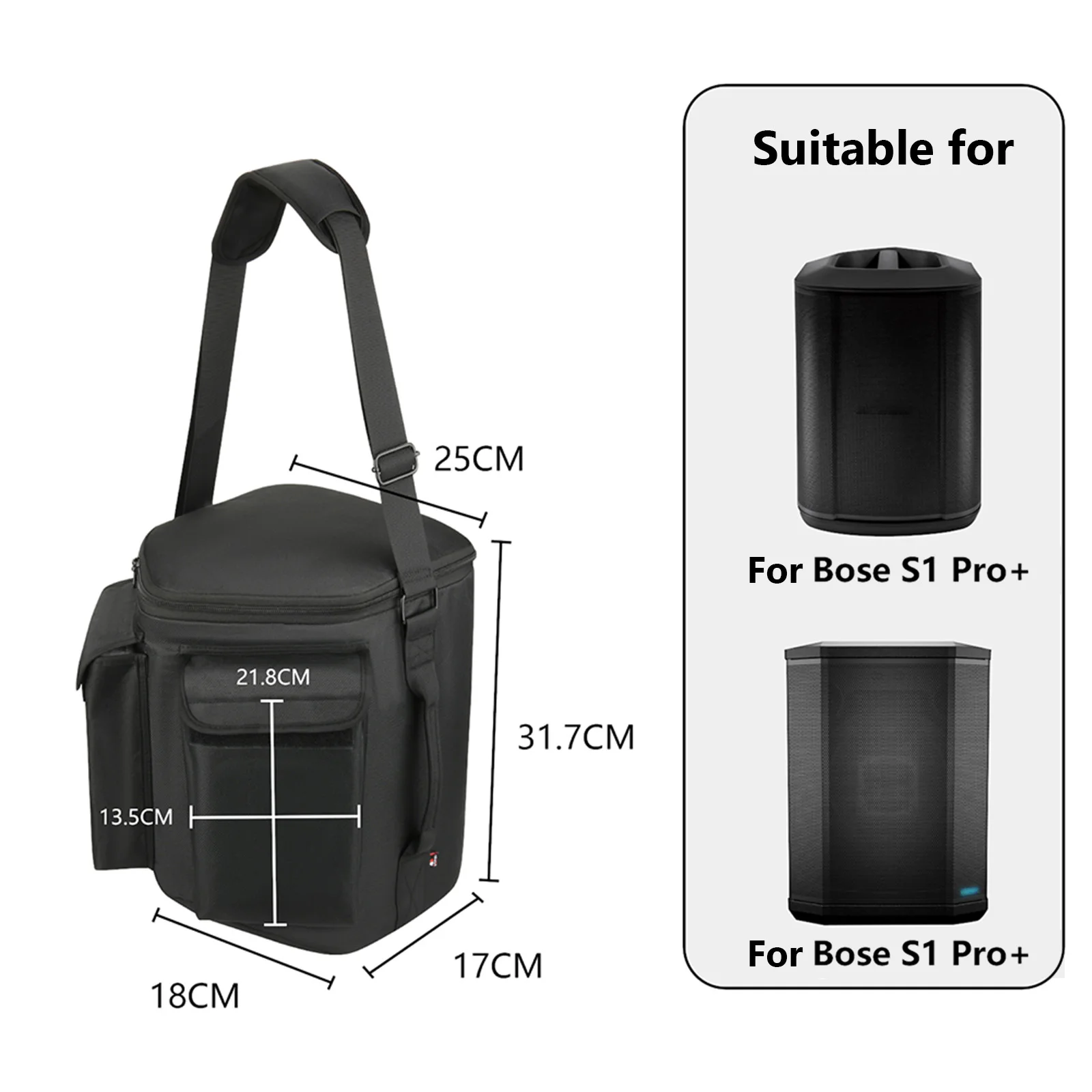 Travel Carrying Case Shockproof Organizer Bag Anti-Drop with Handle&Shoulder Strap&Accessory Pocket for Bose S1 Pro+/S1 Pro view 6