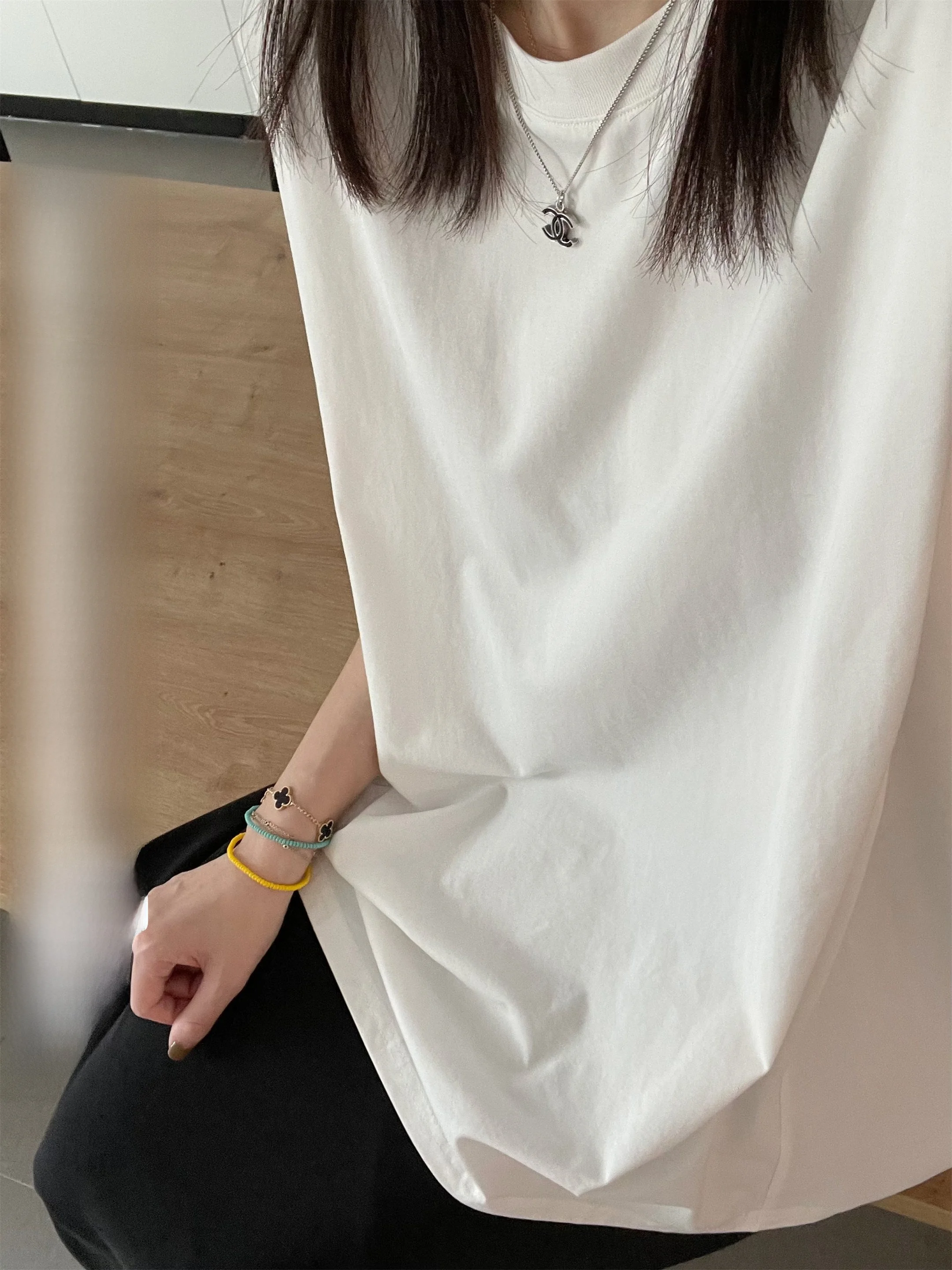 

Elielim Women's Loose Fit Svel Vest Casual Sle round Ne Large Bal Top Early Autumn Inner Wear Layering Item