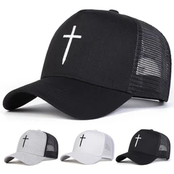 Unisex Cross Embroidery Baseball Net Caps Spring and Summer Outdoor Adjustable Casual Hats Sunscreen Hat