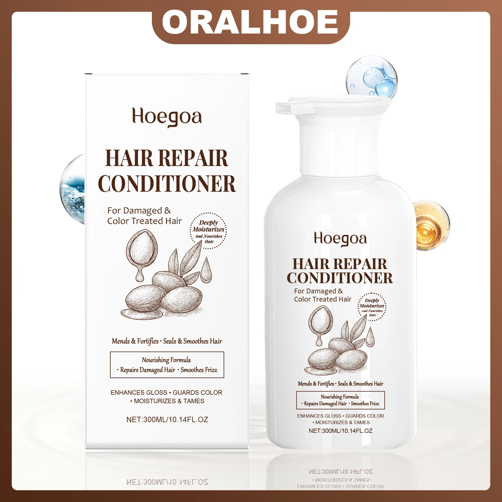 

HOEGOA 300ml Hair Moisturizing Nourishing Conditioner Deep Repair Damaged Scalp Strengthen Roots Make Soft Lustrous Easy to Comb