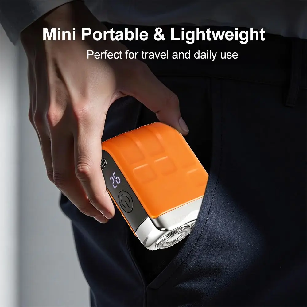 USB Rechargeable Mini Electric Shaver Dry and Wet Use Washable Beard Trimmer Intelligent Dual Control Low Noise Facial Trimmer