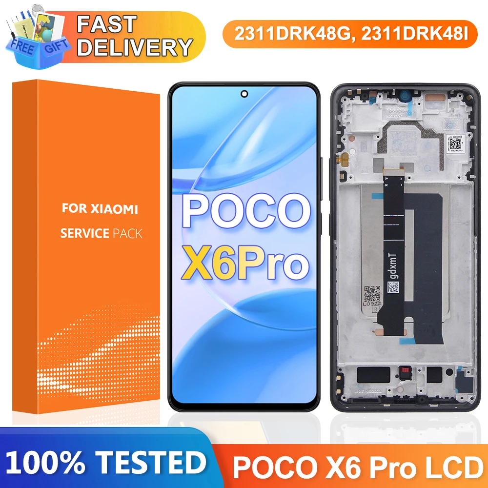 Poco X6 Pro Screen Replacement for Xiaomi Poco X6 Pro 2311DRK48G 2311DRK48I Lcd Display Digital Touch Screen with Frame