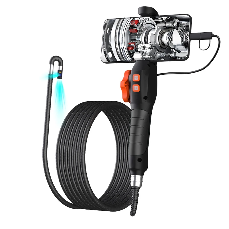 Dual Lens Endos-cope Camera 360 Degrees Steering Snake Camera Borescope Inspection Camera for Android IOS