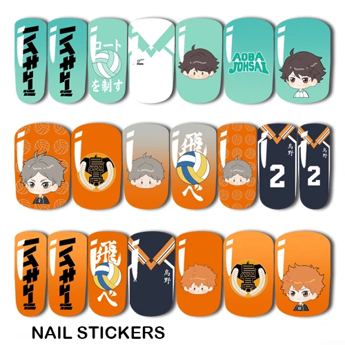 

Oikawa Tooru Tobio Kageyama Shoyo Hinata Sugawara Koushi Otaku Anime Merchant Nail Stickers Chibi Kawaii Nail Accessories Decor