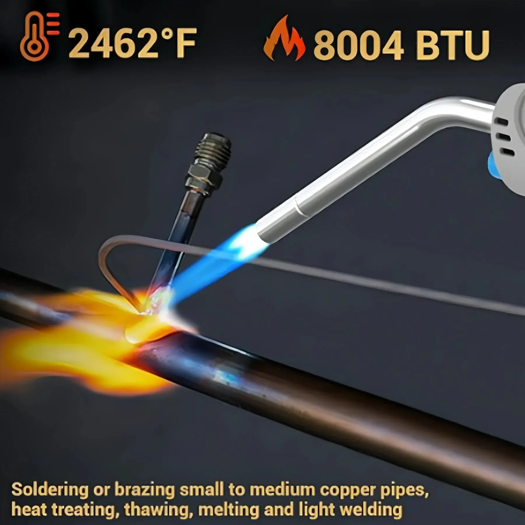 Propane Gas Torch with Igniter, Adjustable Flame MAPP Welding Tool, 1.5 \