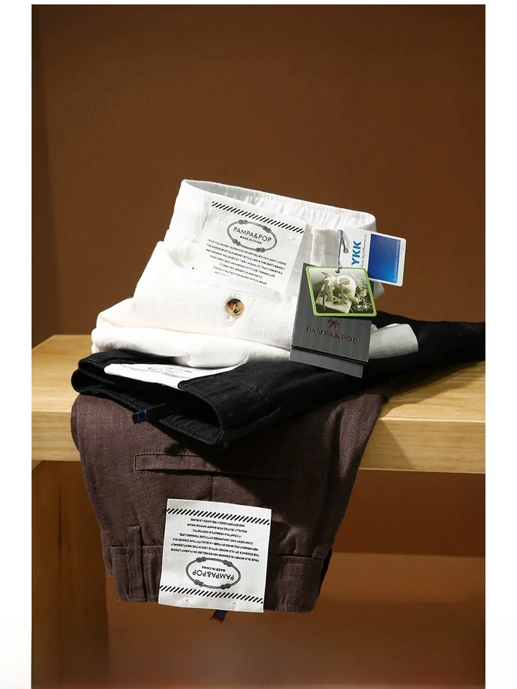 Italian Style Men's Linen Shorts Breathable Comfortable Casual Summer Fashion Straight Leg Loose Fit Flat Front Trousers