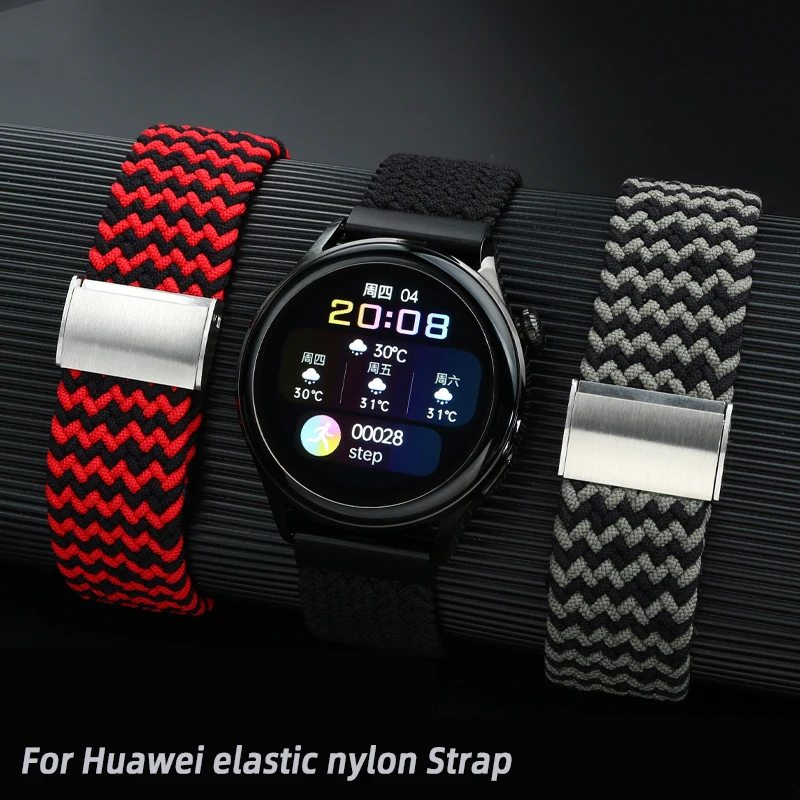 20 Плетеный эластичный ремешок 22 мм для Samsung Galaxy Watch 3/4/5 41/45 мм 40/44 м 42/46 мм Huawei GT GT2/3 GT4 Нейлоновый ремешок для часов Браслет