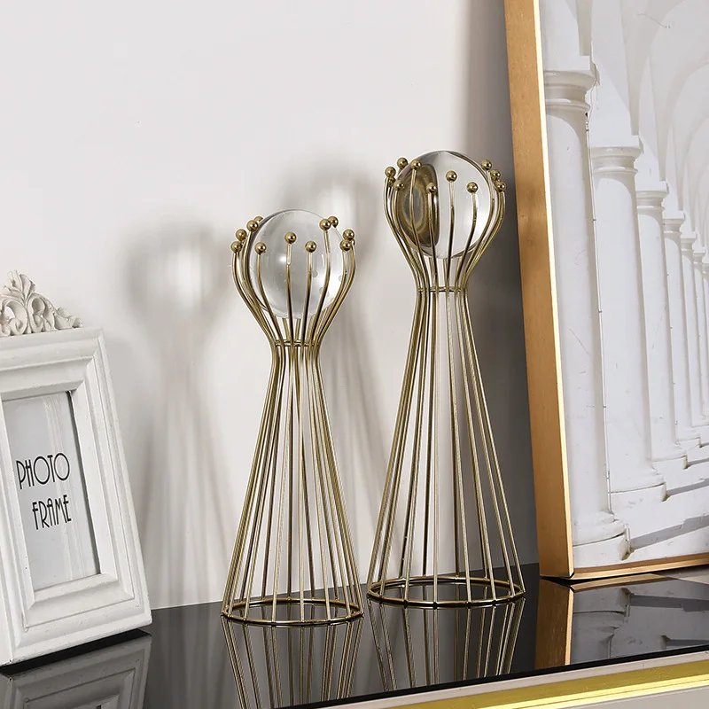 

Luxury Crystal Ball Decor - Metal Desktop Ornament, European Style Home Decor, TV Cabinet Decor
