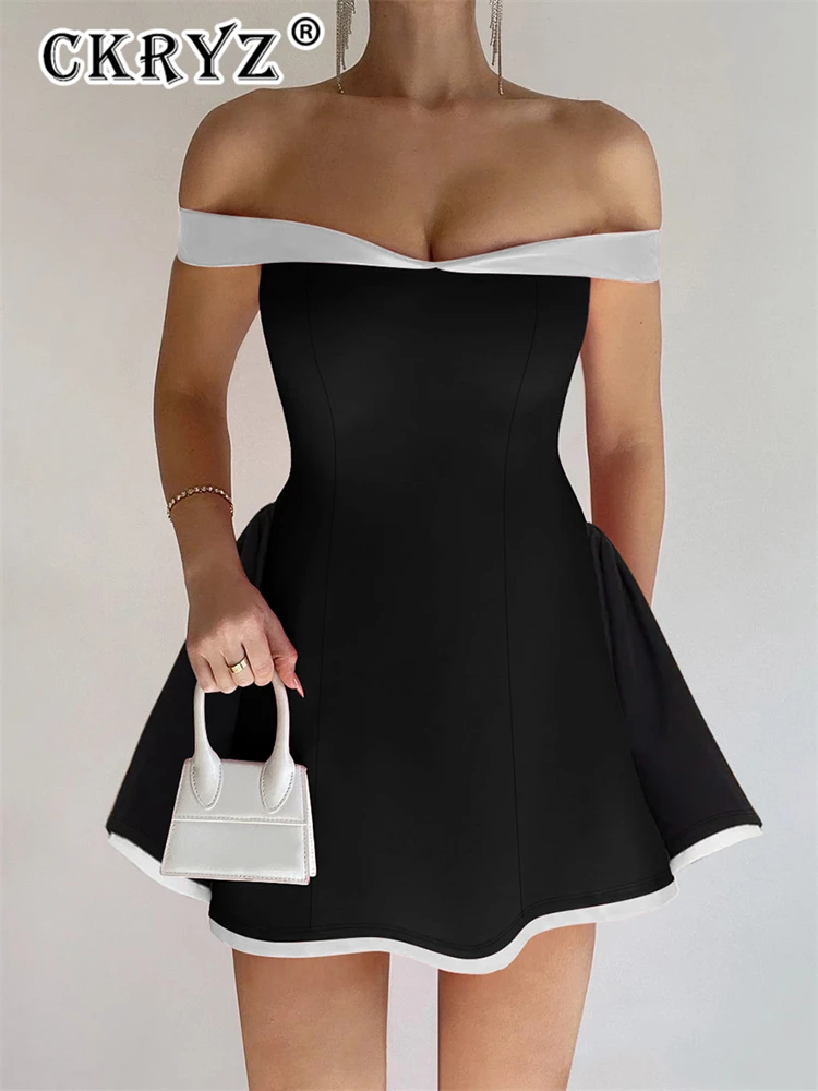 

Ladies Summer Fashion Birthday Party Dress Women Off Shoulder Sleeveless Backless Mini Dresses Evening Clubwear Female Outfits