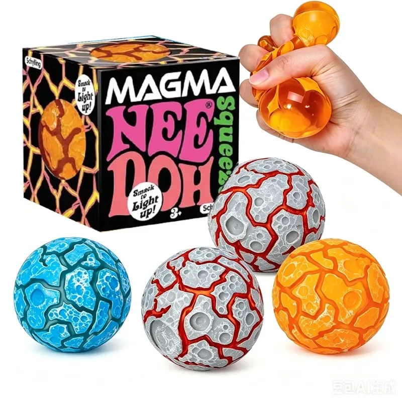 New Product NeeDoh Glitter Magma Ball Crunch Crunch Stress Relief Toy Squeeze Toy Nice Cube Sensory Toy for Adults Gifts