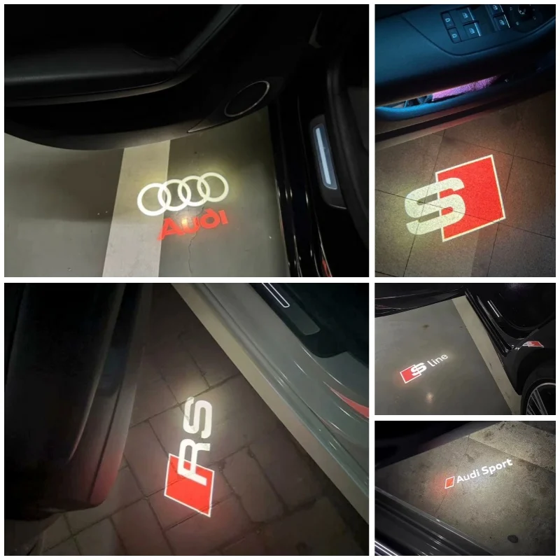 

For Audi ABT A6 S5 S4 A8 A4 A1 A3 TT RS4 RS3 6 R8 A5 A7 Q3 Q5 Q7 Led Emblem Car Door Laser Logo Light Projector Welcome Lights