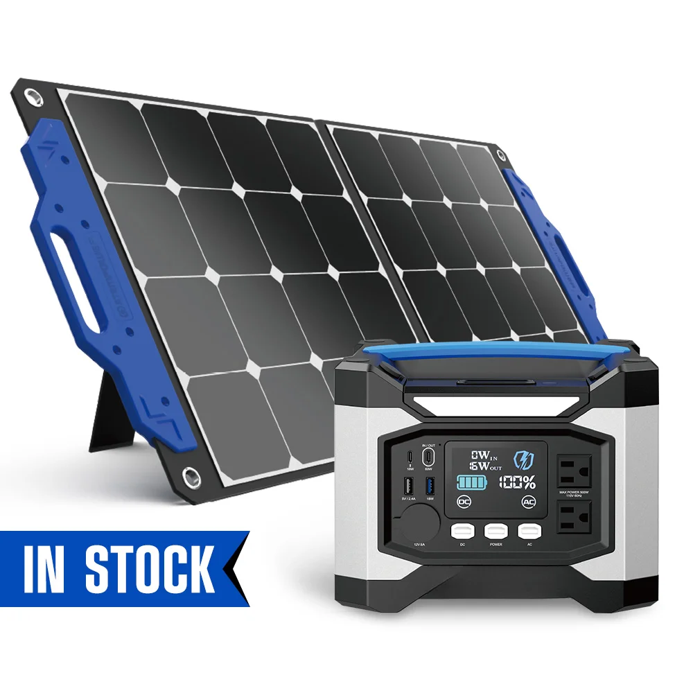 

Портативная уличная литий-ионная батарея для кемпинга, 110 В, 220 В, 500 Вт, солнечная электростанция с солнечной панелью