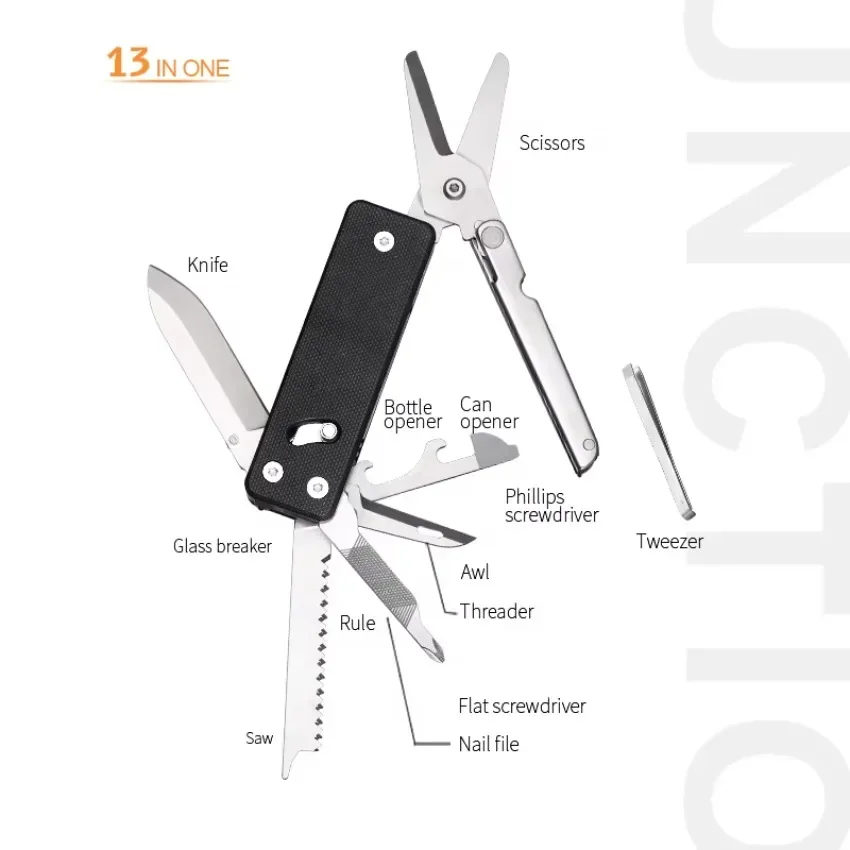 ROXON KS2 13 in 1 Multitool Pocket Knife with Big Scissor Tool G10 Handle and Pocket Clip Camping Outdoor Survival Gifts for Men