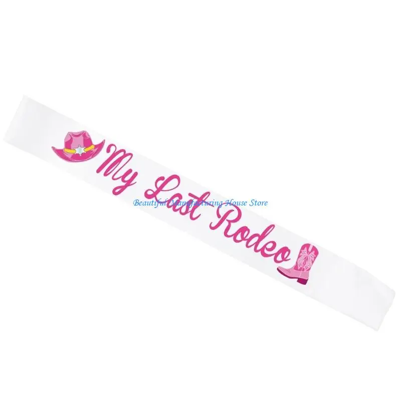 Faja despedida soltera satinada con estampado letras rosas E56A con diseño ajustable para rodeos, espectáculos, y