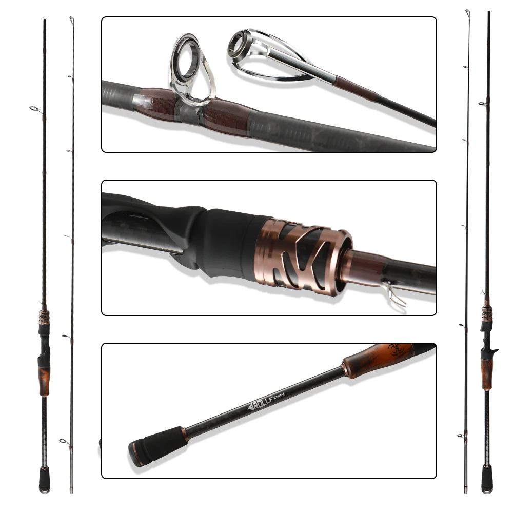 ROLLFISH ML Action Kohlefaser-Spinn-/Baitcasting-Köderrute – tragbare Reise-Angelrute für Barsch (Süß- und Salzwasser) – Detail 5