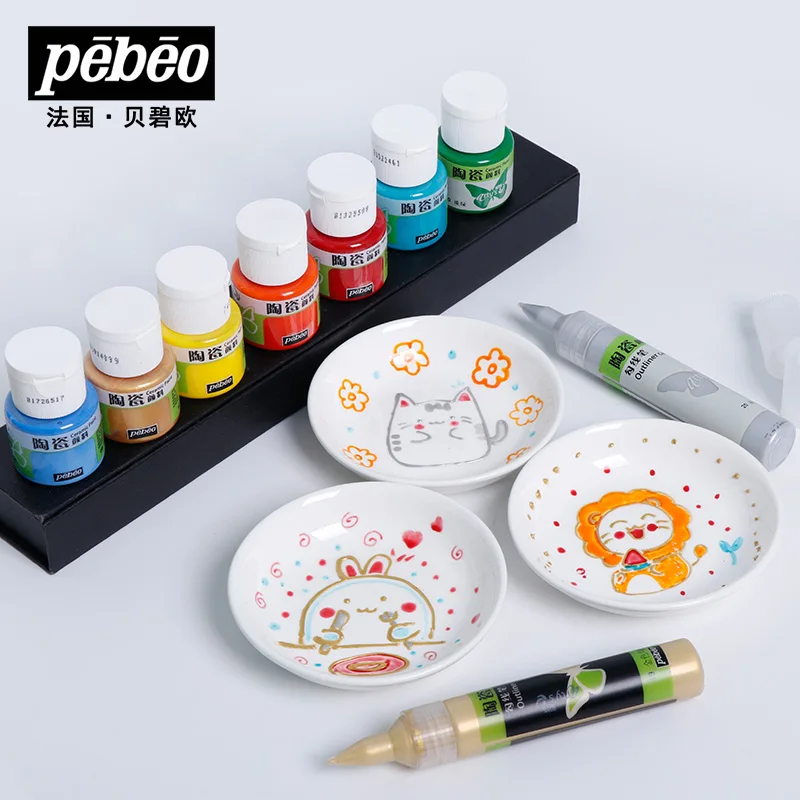 Pebeo Ceramic Paint Non-Toxic DIY Arts & Crafts Supplies 20ml Bottles , Heat-Resistant Finish,Waterproof Acrylic Enamel Paint