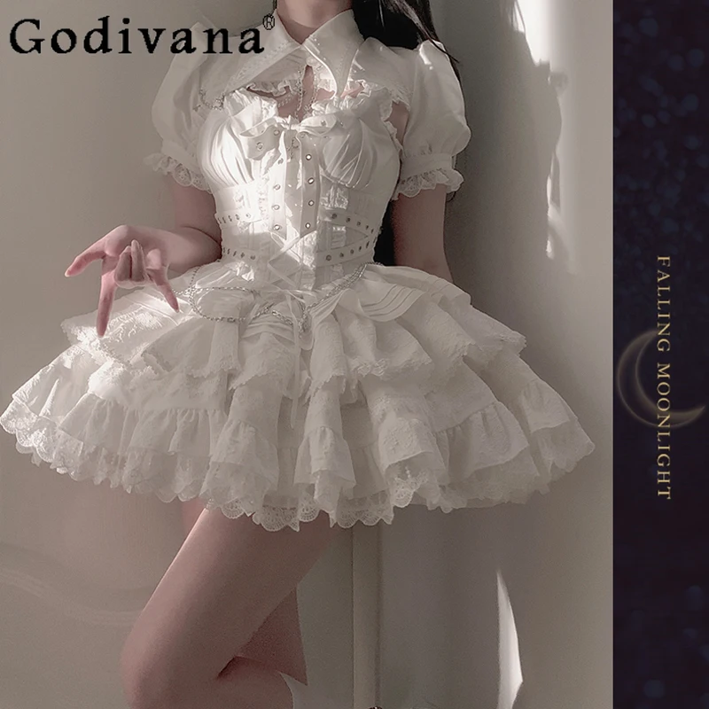 

Gothic Sweet Cool Lolita Jsk Dress Women Vintage Y2k Bandage Princess Dresses Japan Girls Aesthetic Punk Style Mini Party Dress