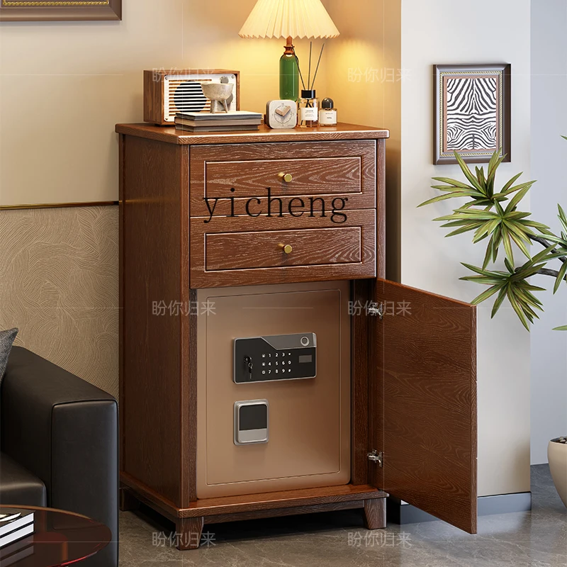 

XL solid wood bedside table, safe, integrated small locker, household with fingerprint password, anti-theft safe