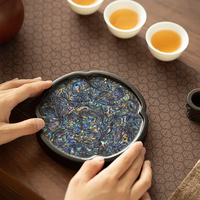New Chinese Style Luodian Streamer Begonia Pot Bearing High-end Household Bamboo Coaster Kung Fu TeaSet Tea Ceremony Accessories