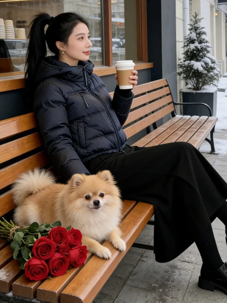 

Новая зимняя женская хлопковая куртка-кардиган с капюшоном, однотонная, премиум-класса, свободного кроя, в корейском стиле