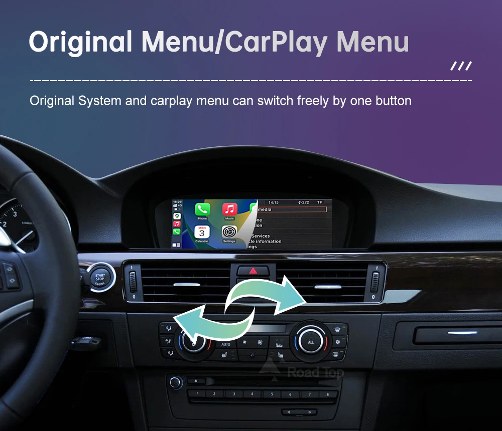 Road Top Wireless CarPlay Touchscreen für BMW 3er/5er Serie E90/E91/E92/E93 E60 E61 E62 CCC/CIC Multimedia Autoradio Android Auto – Detail 13