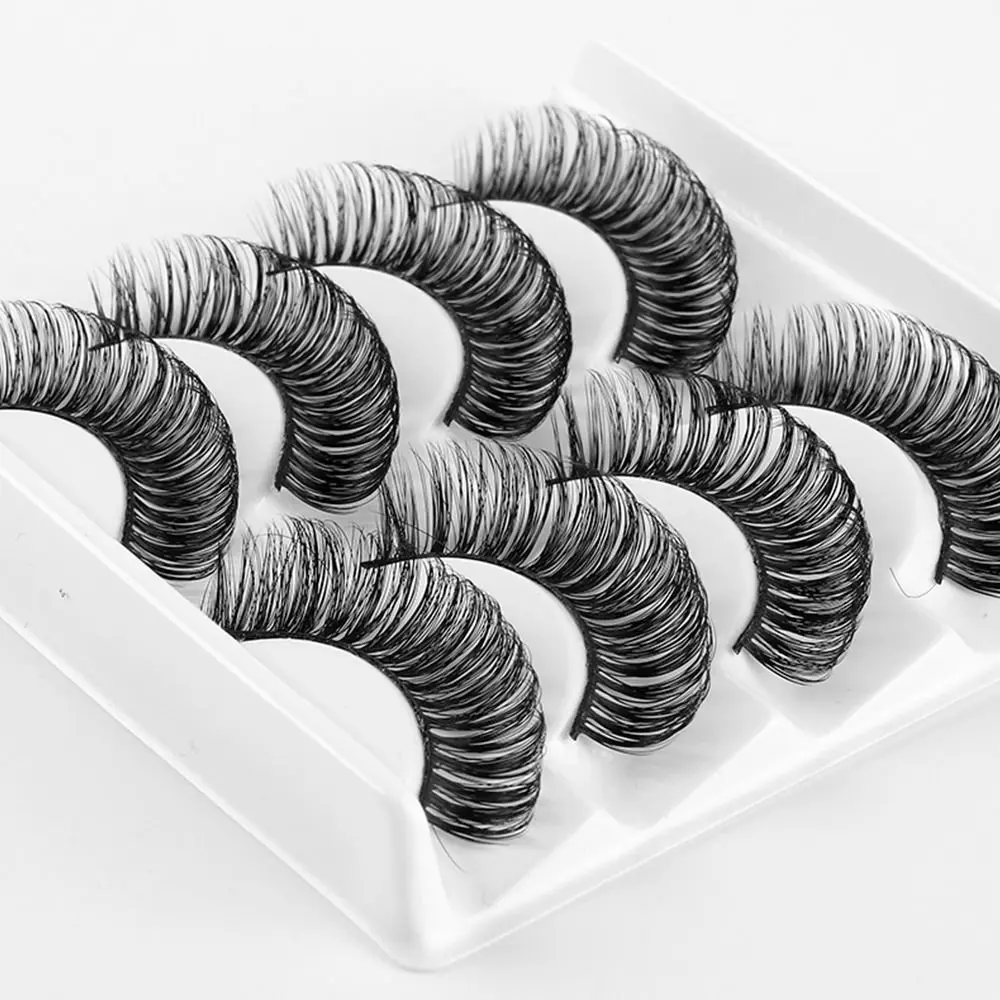 4 Pairs Reusable Faux Mink Lashes Looks Like Eyelash Extension False Eyelashes D Curl Russian Strip Lashes Fake Eyelashes