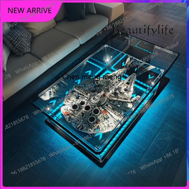 

C4567 Modern simple living room home coffee table acrylic display box building block model dust cover advanced sense