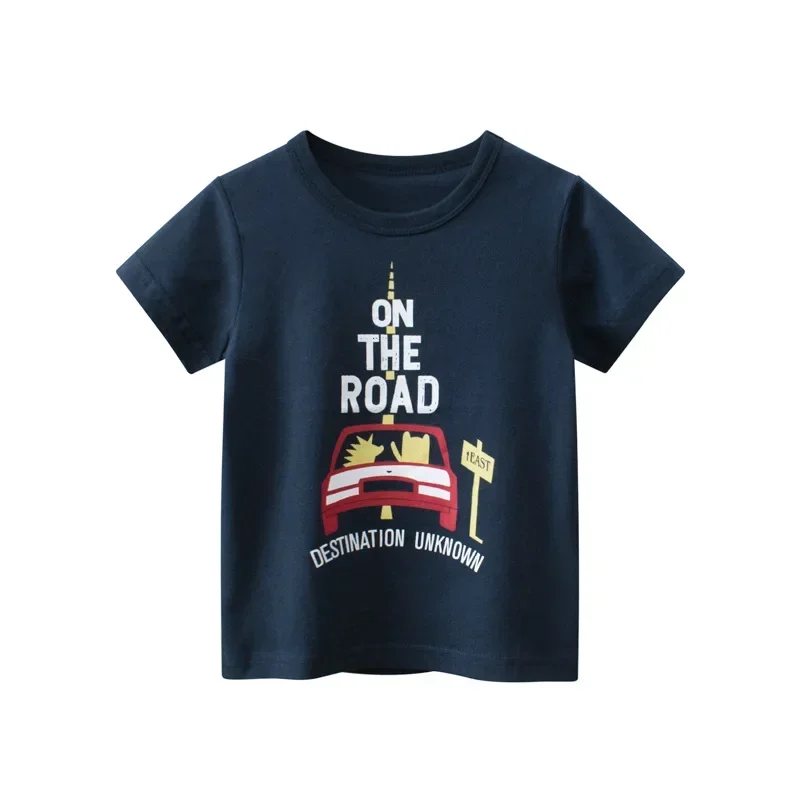 Summer New 2024 Cartoon Car T Shirt Boys Girls Short Sleeve T-Shirt Tops Children O-Neck Cotton Tee Shirts Dropshipping