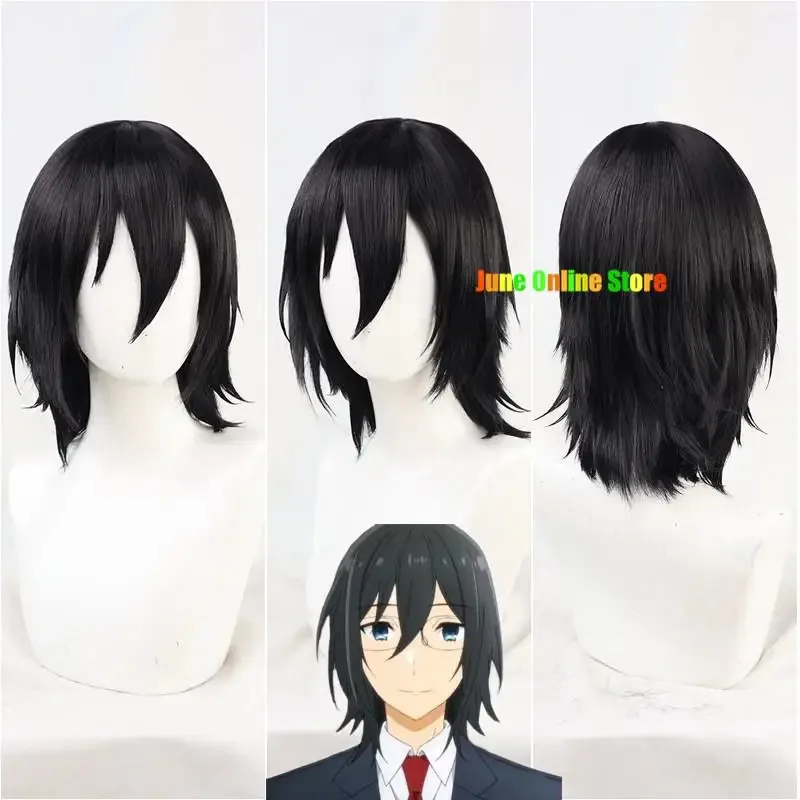 Bear's Den Anime Hori San a Cosplay peluca Horimiya Miyamura Izumi negro corto recto cola de caballo pelo sintético nuevo 2025