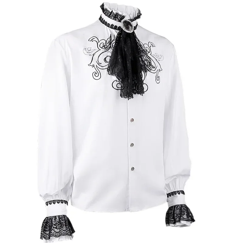 Renaissance Lace Embroidered Shirt Medieval Steampunk Gentleman's Top