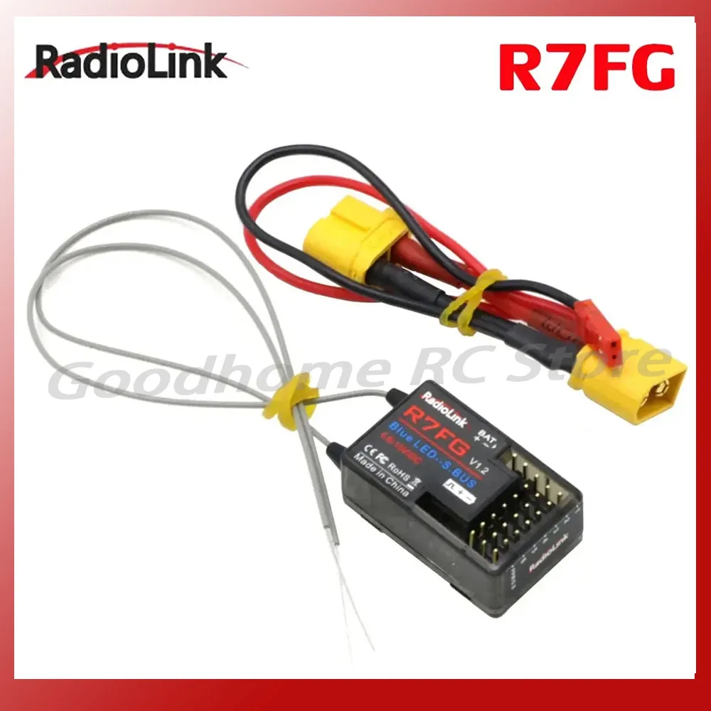 RadioLink R7FG 2.4GHz 7CH Dual Antenna Reciever แรงดันไฟฟ้าสูงแบบบูรณาการ Gyro รุ่นสําหรับ Radiolinks RC6GS RC เครื่องส่งสัญญาณ