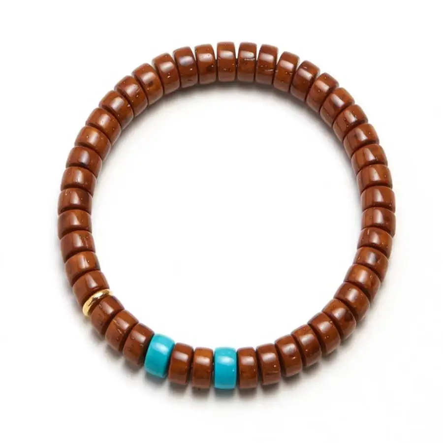 

Handmade natural Turquoise bracelet, men's cuff button bracelet, Ramadan prayer bead bracelet,holiday gift, daily wear