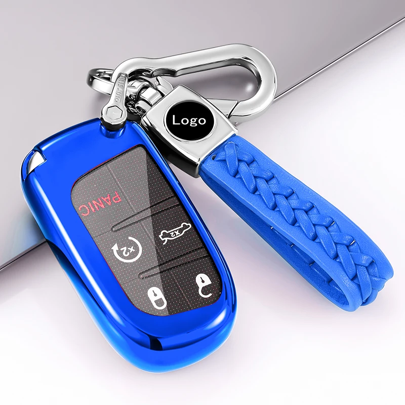 For Jeep Key Fob Cover Case With PU Leather Protection For Grand For Chrysler 200 300 For Dodge Smart Key