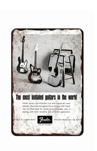 Vintage Electric Guitar Advertising  Metal Tin Sign  8x12 Disrtressed Art Image 1pc