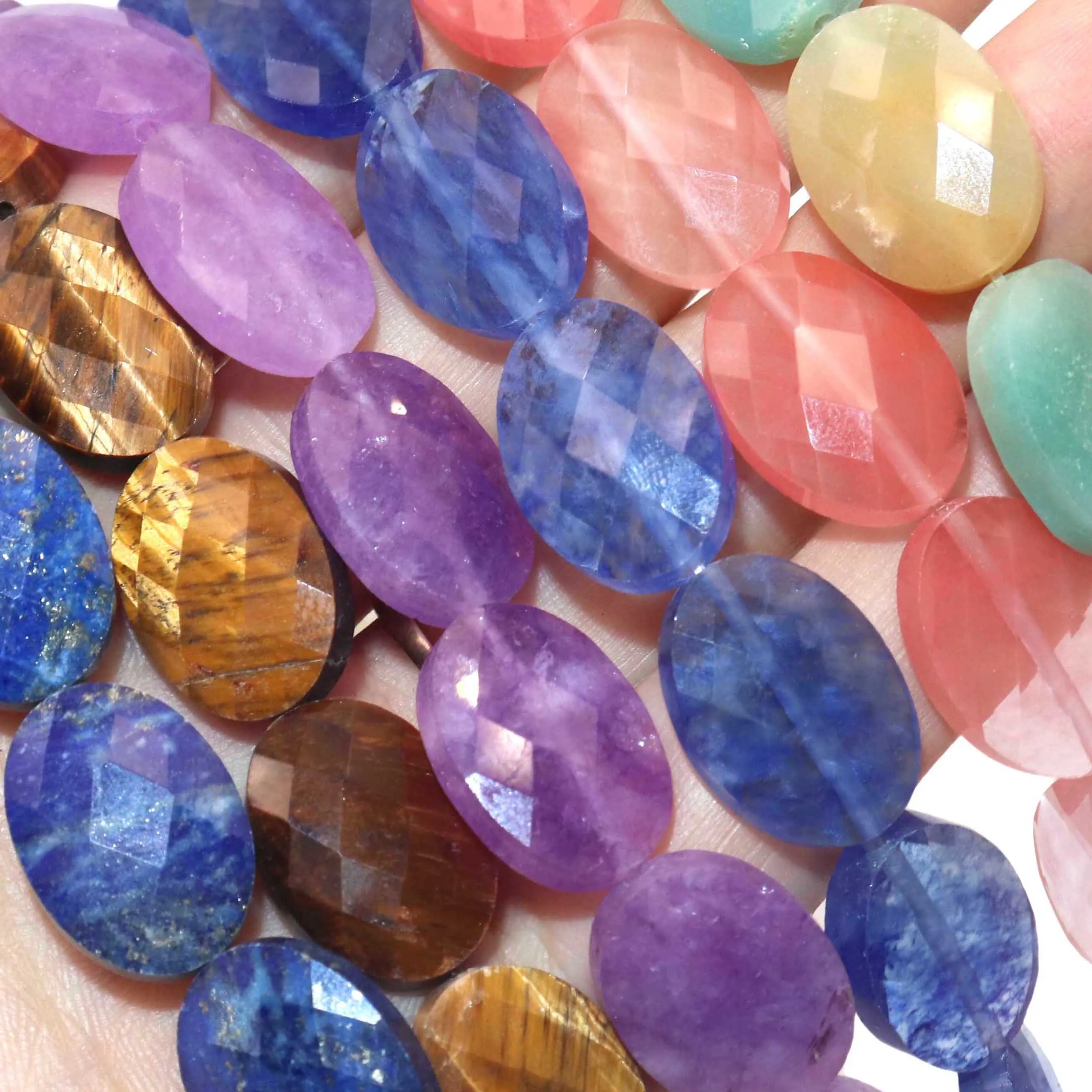 Perles d'espacement ovales en pierre naturelle à facettes, 13x18mm, en quartz aventurine, pour la fabrication de bijoux, accessoires pour bracelets et colliers