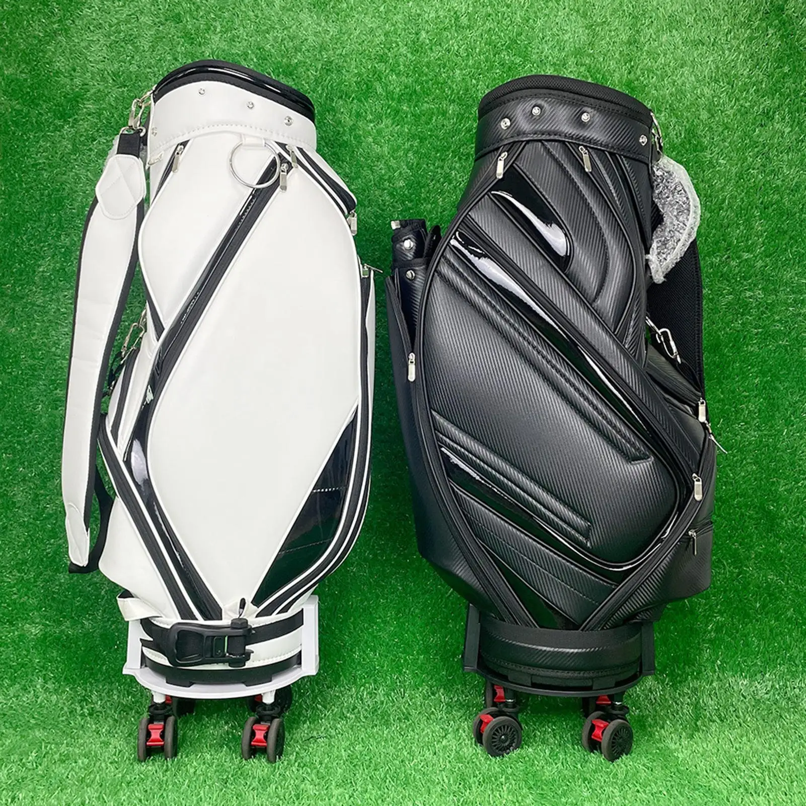 Golf Bag Base Equipment Bracket With 360 Degree Swivel Wheel And Brake Golf Equipment Base For 5-9.5 Inch Bag Driving Range