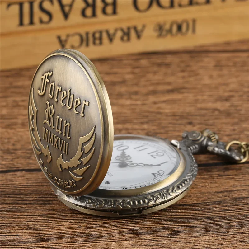 Vintage Pocket Watch for Men Women Arabic Numerals Quartz Analog Watches with Chain Marathon Design Collectable Timepiece Reloj