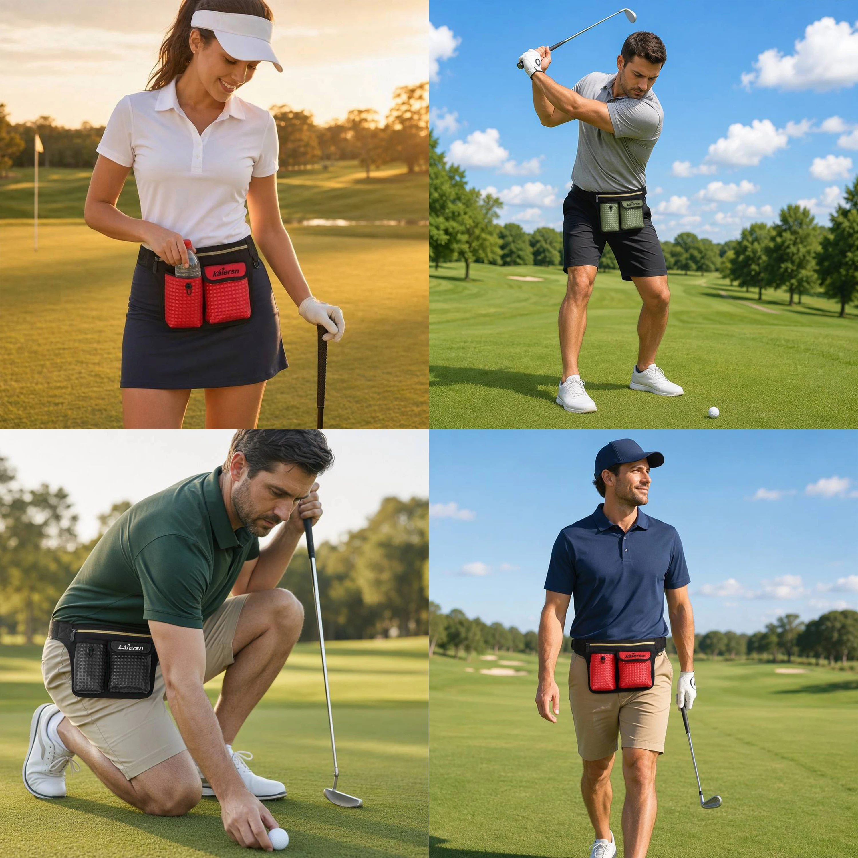 Park Golf Waist Bag with Water Bottle Holder Ball Pouch Portable Multi Pocket Sports Fanny Pack Outdoor Accessories