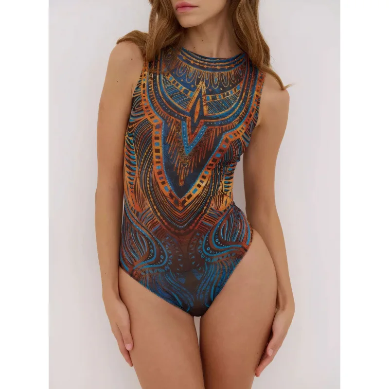 Russian sunscreen swimsuit women's European and American one-piece swimsuit cross-border bikini