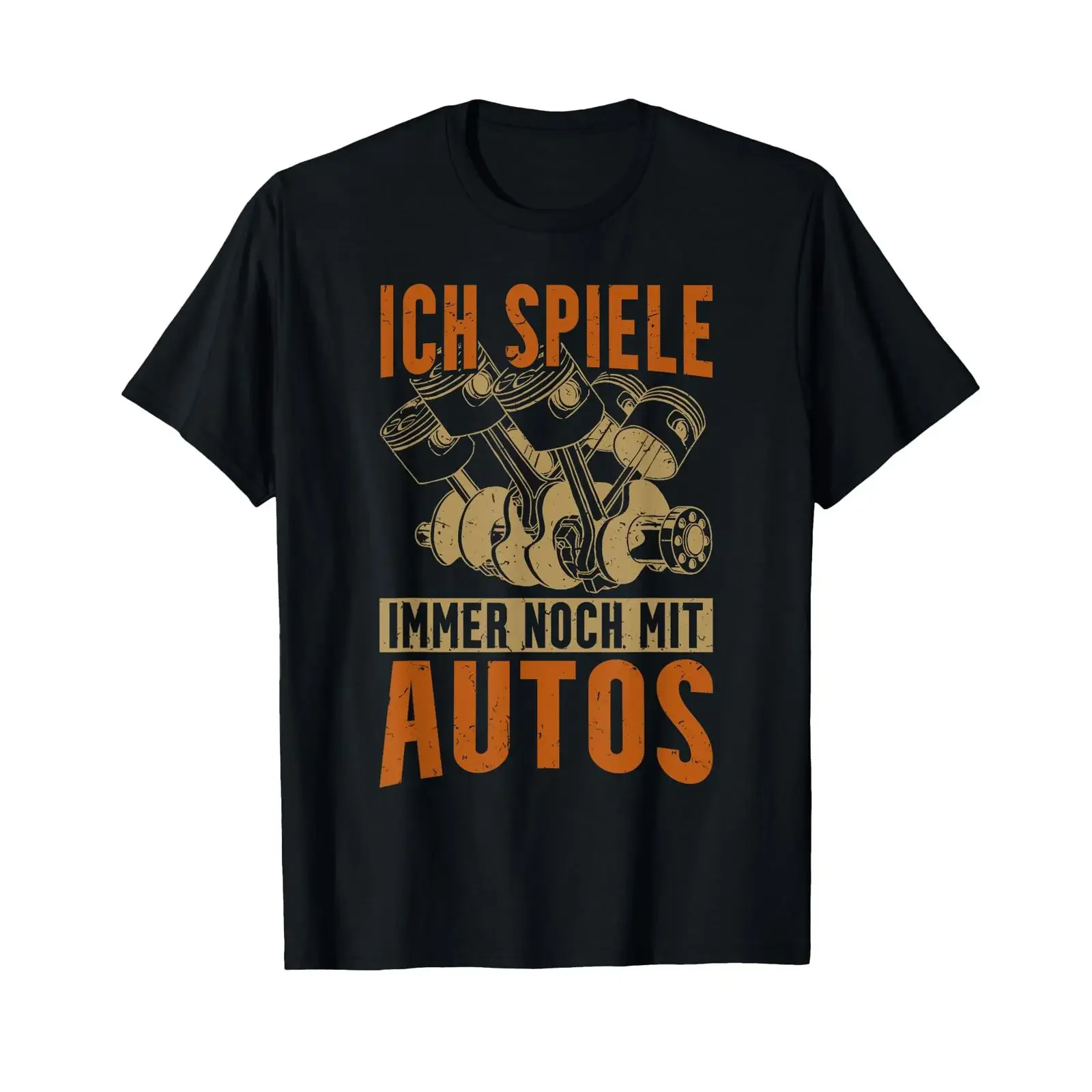 Men's Mechanic T Shirt with Funny Ich Spiele Immer Noch Mit Autos Mechanics black s vintage Washed homme Stylish Casual