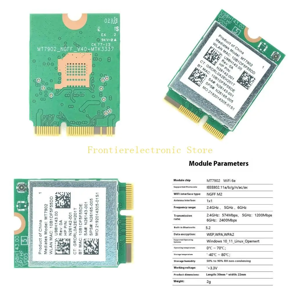 G8DB MT7902 Wifi6E Networking Adapter M.2 Interfacionado para videoconferencia juegos y conexión sin problemas