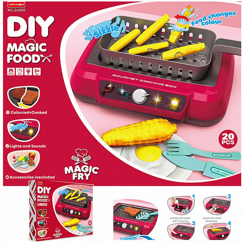 Children sound and light simulation induction cooker food color changing kitchen cooking tableware set baking oven toys