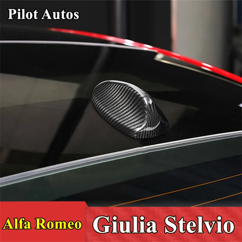 

Car Roof Signal Shark Fin Aerial Antenna Genuine Carbon Cover For Alfa Romeo Giulia Stelvio