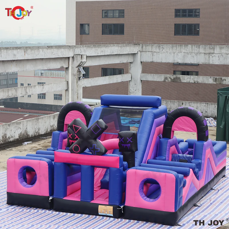 

8x6m Outdoor Pink and Purple Obstacle Course Game Inflatable Running Course